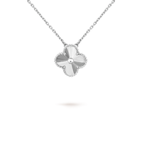 [🌹Rose💎]CLOVER 15MM LASER NECKLACE SILVER