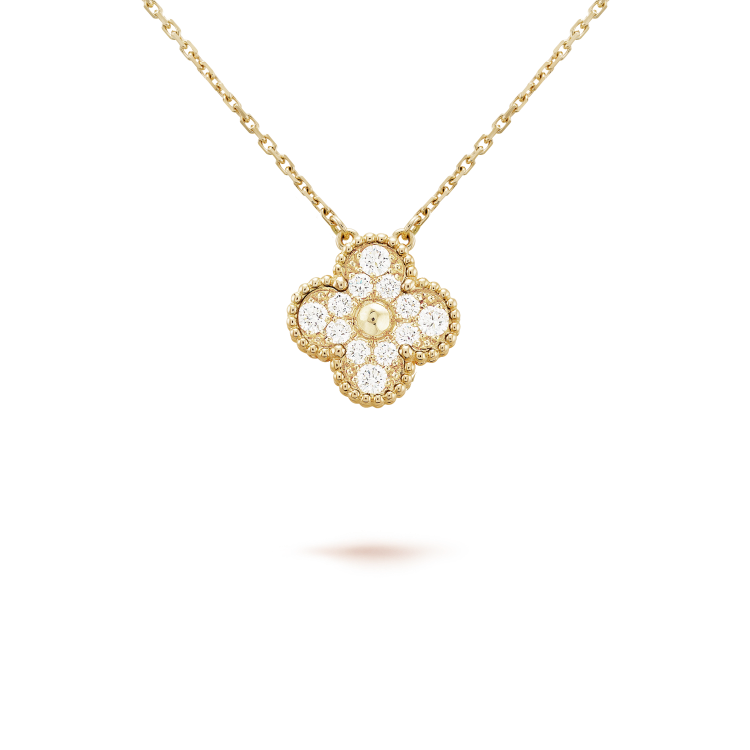 [Rose Jewelrys]CLOVER 15MM DIAMOND SINGLE FLOWER NECKLACE