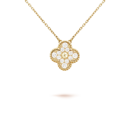 [Rose Jewelrys]CLOVER 15MM DIAMOND SINGLE FLOWER NECKLACE