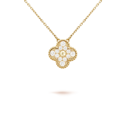[Rose Jewelrys]CLOVER 15MM DIAMOND SINGLE FLOWER NECKLACE
