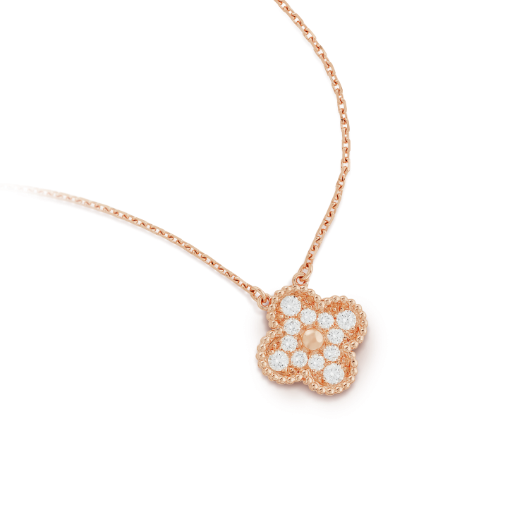 [Rose Jewelrys]CLOVER 15MM DIAMOND SINGLE FLOWER NECKLACE