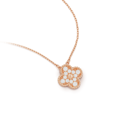 [Rose Jewelrys]CLOVER 15MM DIAMOND SINGLE FLOWER NECKLACE