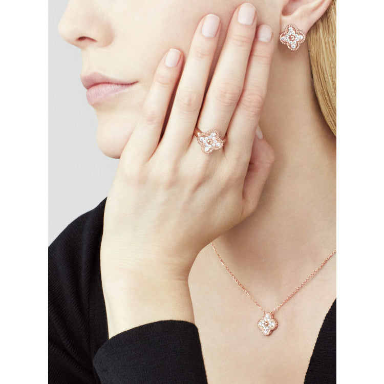 [Rose Jewelrys]CLOVER 15MM DIAMOND SINGLE FLOWER NECKLACE