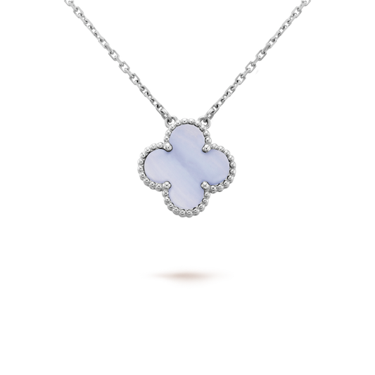 [Rose Jewelrys]CLOVER 15MM BLUE CHALCEDONY NECKLACE SILVER