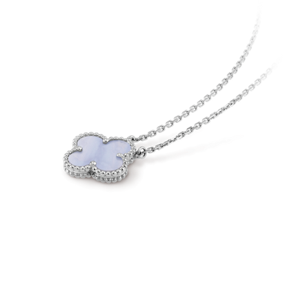 [Rose Jewelrys]CLOVER 15MM BLUE CHALCEDONY NECKLACE SILVER