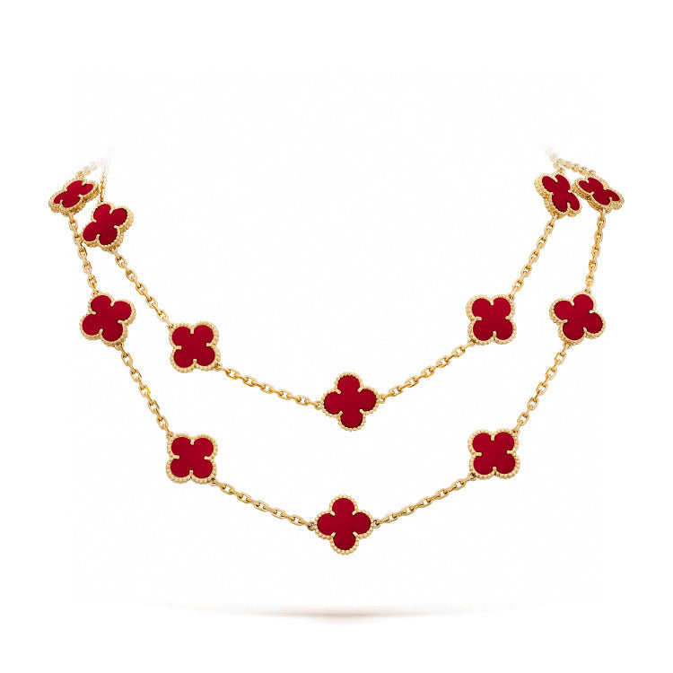 [Rose Jewelrys]CLOVER 20 MOTIFS CARNELIAN NECKLACE