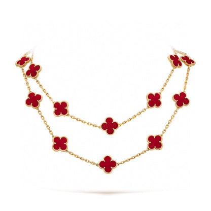 [Rose Jewelrys]CLOVER 20 MOTIFS CARNELIAN NECKLACE