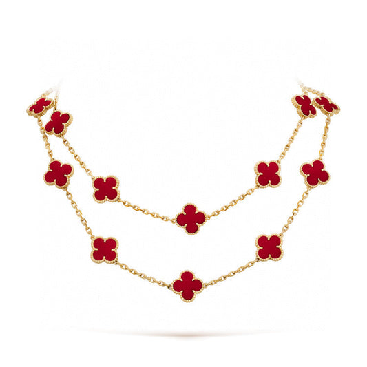 [Rose Jewelrys]CLOVER 20 MOTIFS CARNELIAN NECKLACE