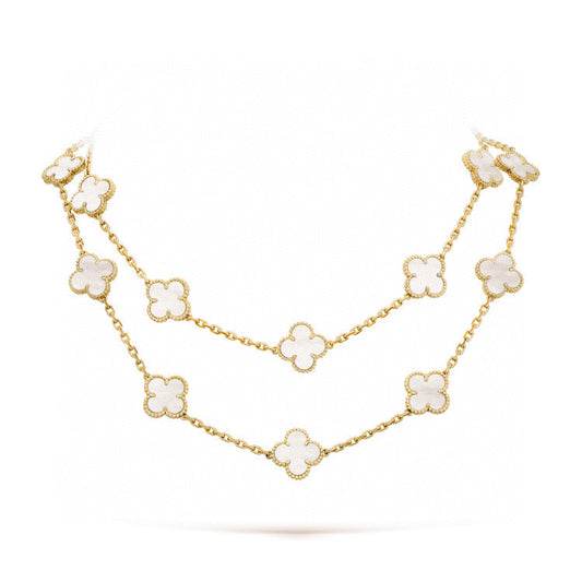 [Rose Jewelrys]CLOVER 20 MOTIFS WHITE MOP NECKLACE
