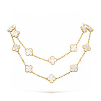 [🌹Rose💎]CLOVER 20 MOTIFS WHITE MOP NECKLACE