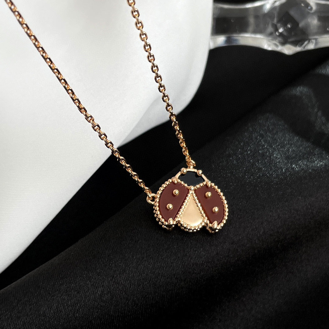 [Rose Jewelrys]LUCKY  CARNELIANS LADYBUG NECKLACE