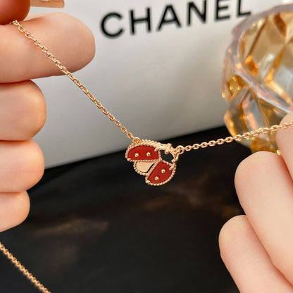[Rose Jewelrys]LUCKY  CARNELIANS LADYBUG NECKLACE