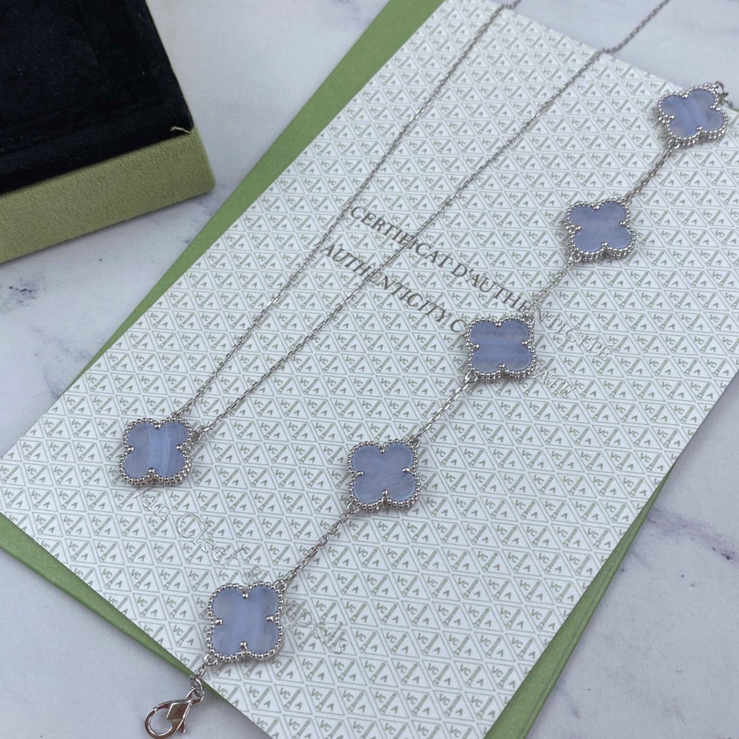 [Rose Jewelrys]CLOVER  5 MOTIF PURPLE CHALCEDONY BRACELET SILVER