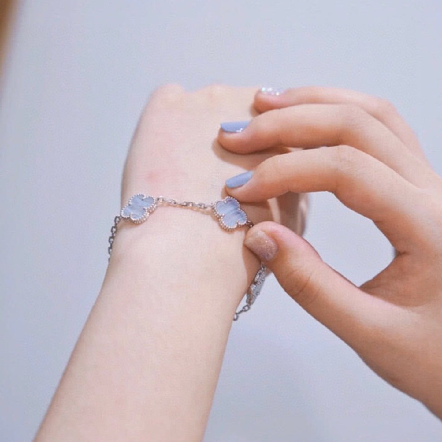 [Rose Jewelrys]CLOVER  5 MOTIF PURPLE CHALCEDONY BRACELET SILVER
