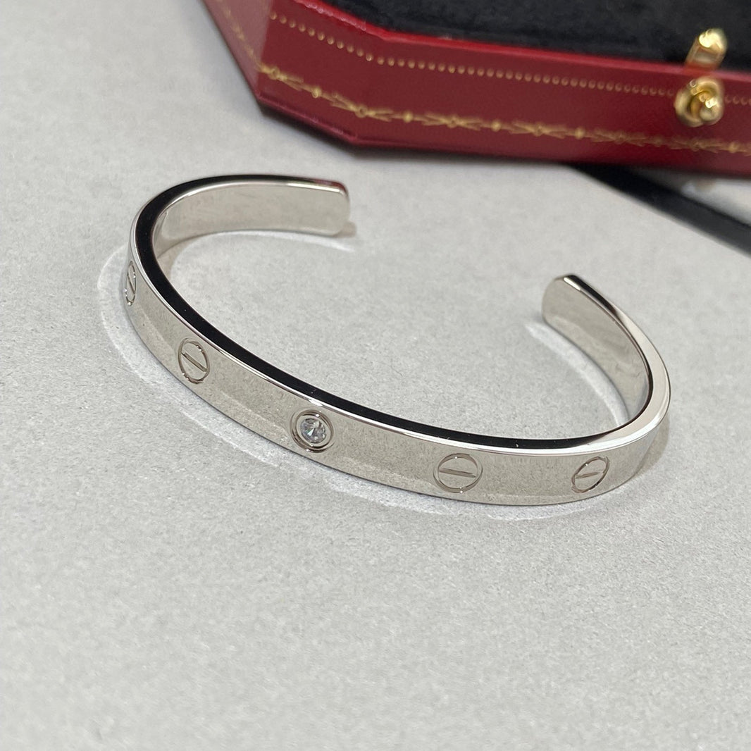 [🌹Rose💎]LOVE BRACELET 6.1MM 1 DIAMOND OPEN CUFF
