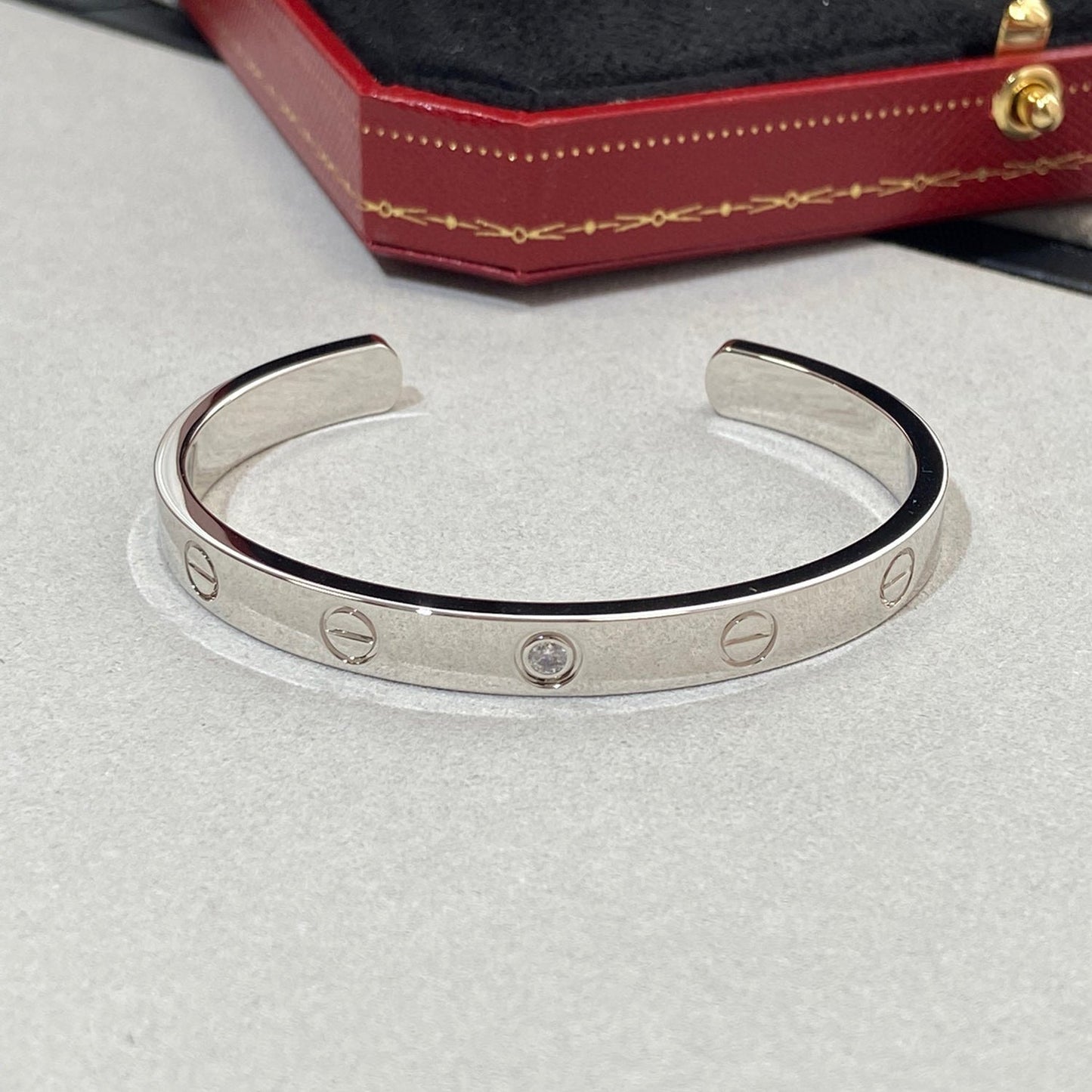 [Rose Jewelrys]LOVE BRACELET 6.1MM 1 DIAMOND OPEN CUFF