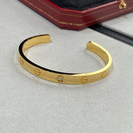 [🌹Rose💎]LOVE BRACELET 6.1MM 1 DIAMOND OPEN CUFF