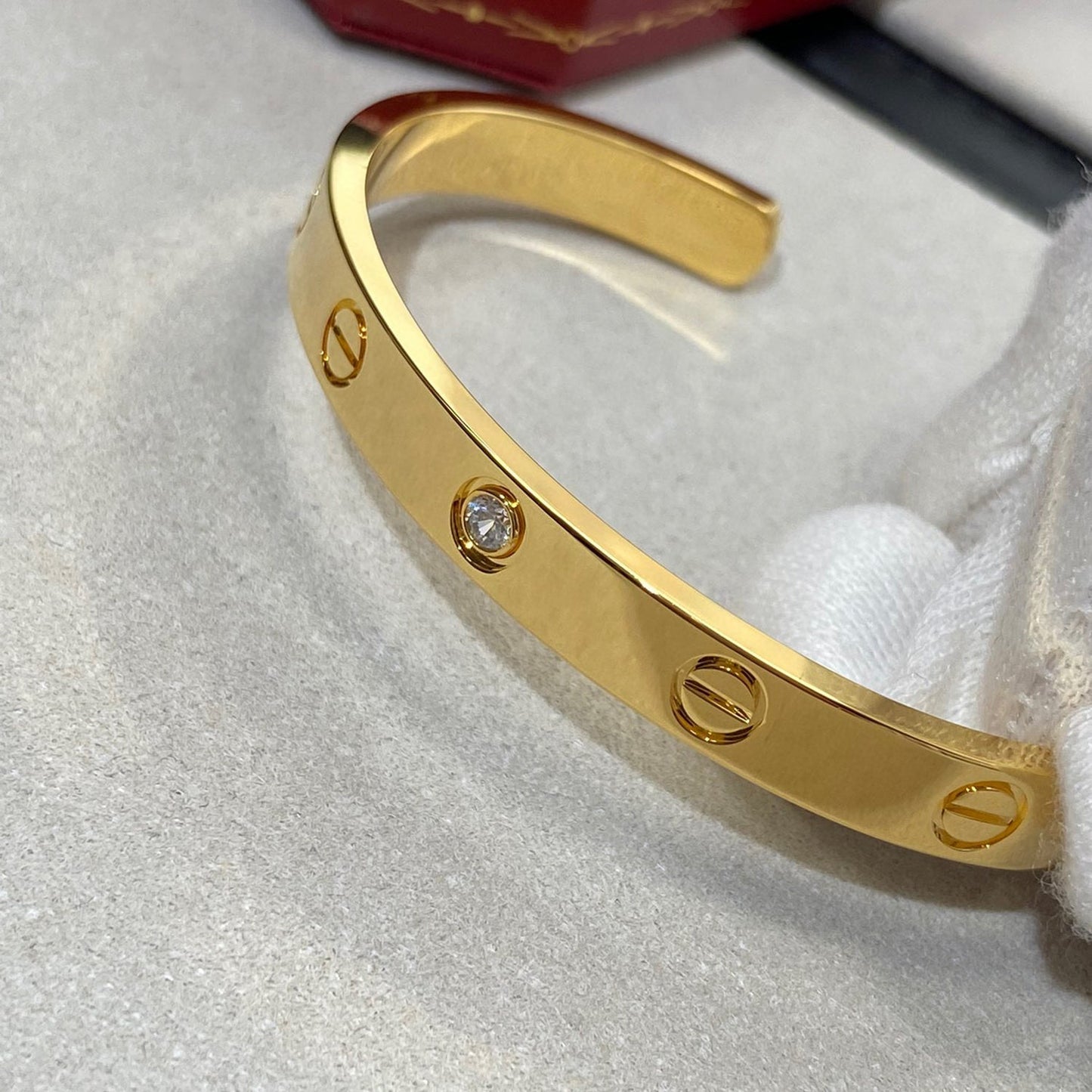 [Rose Jewelrys]LOVE BRACELET 6.1MM 1 DIAMOND OPEN CUFF