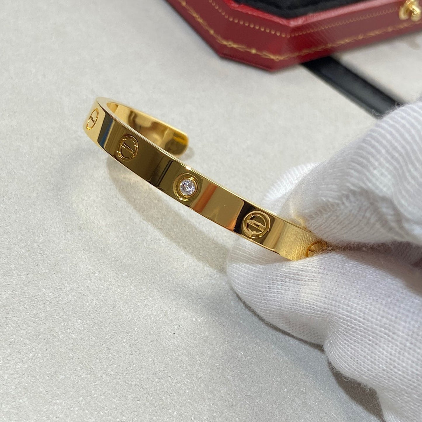 [Rose Jewelrys]LOVE BRACELET 6.1MM 1 DIAMOND OPEN CUFF