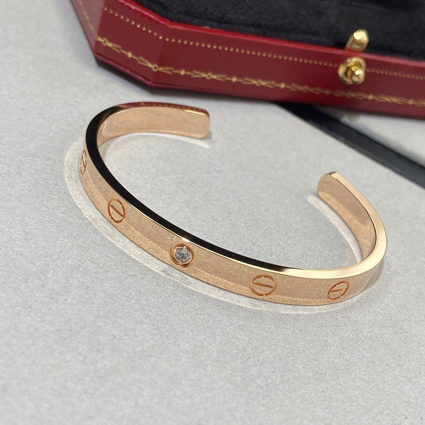 [Rose Jewelrys]LOVE BRACELET 6.1MM 1 DIAMOND OPEN CUFF