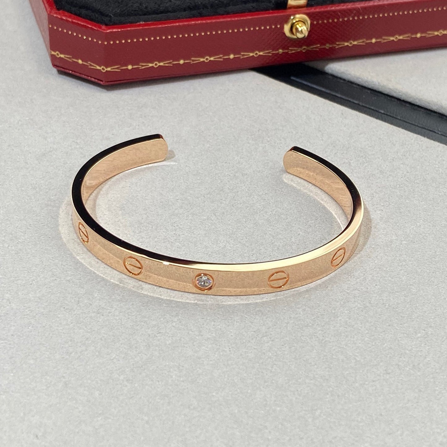 [Rose Jewelrys]LOVE BRACELET 6.1MM 1 DIAMOND OPEN CUFF