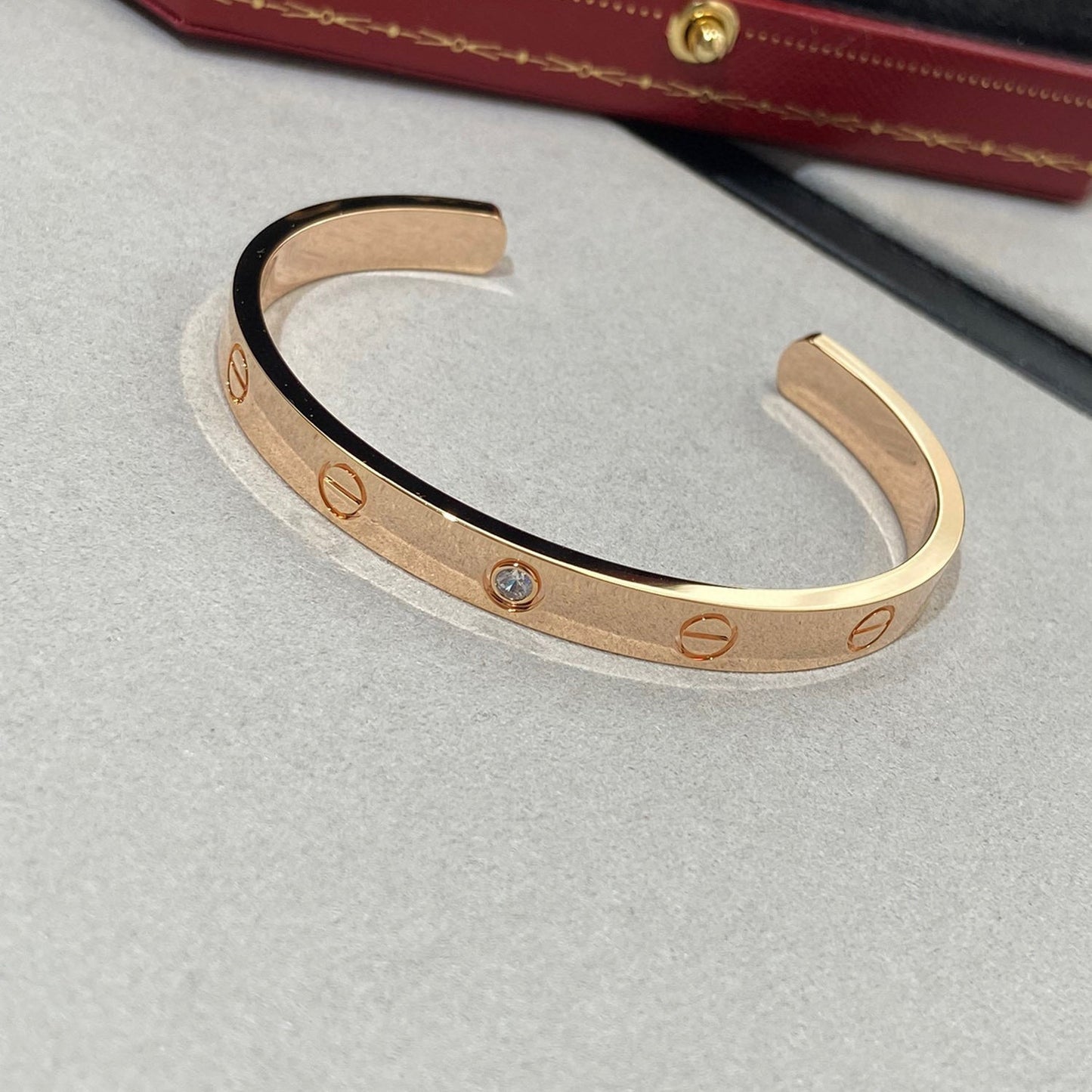 [Rose Jewelrys]LOVE BRACELET 6.1MM 1 DIAMOND OPEN CUFF