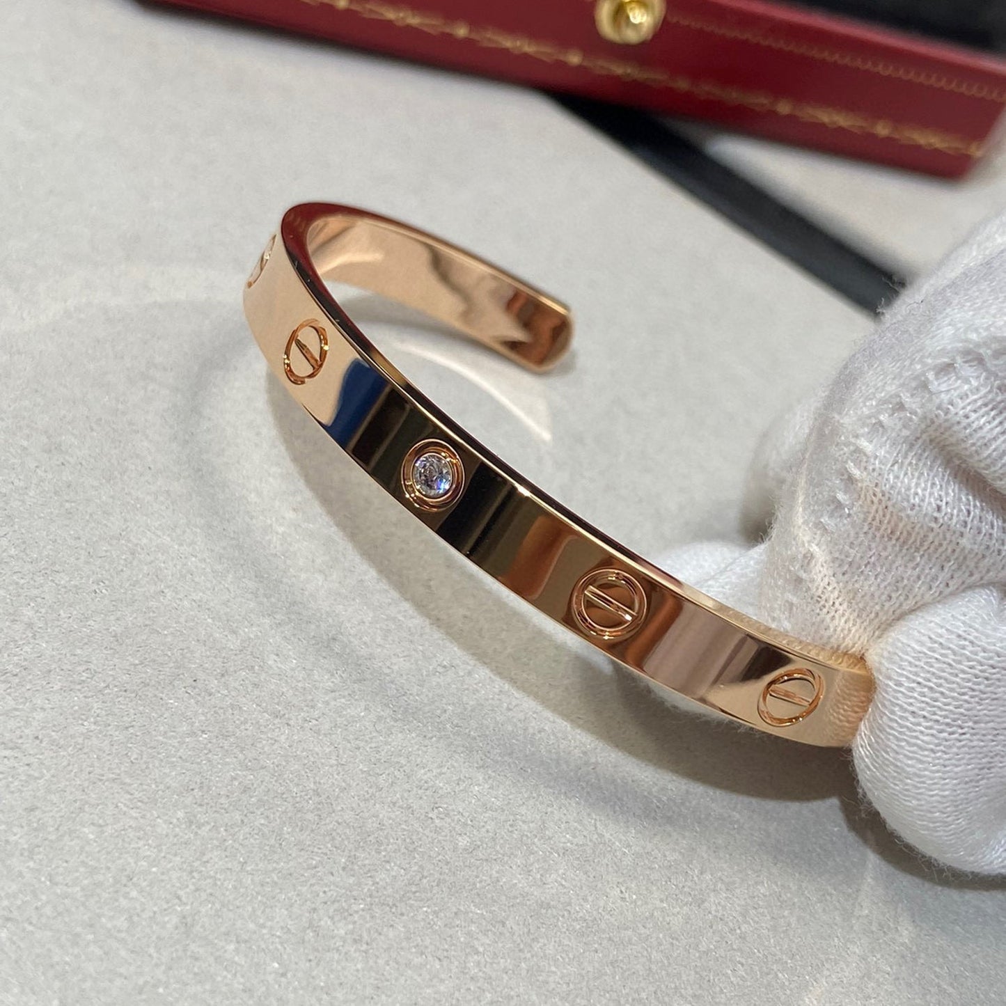 [Rose Jewelrys]LOVE BRACELET 6.1MM 1 DIAMOND OPEN CUFF