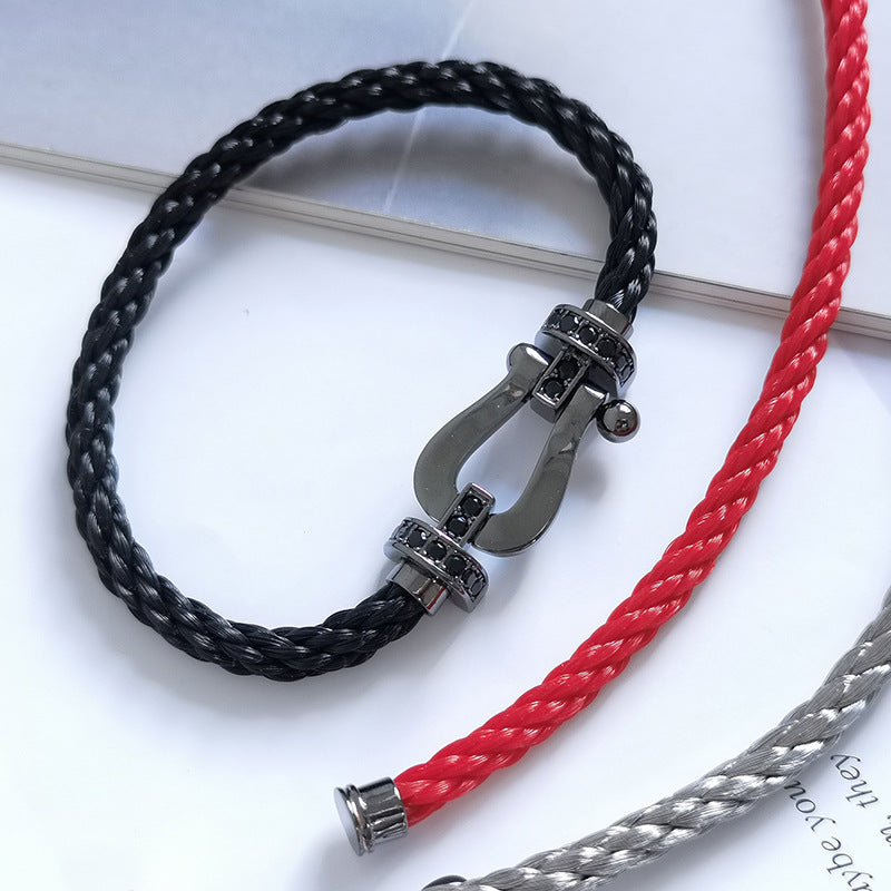 []FORCE LARGE SERIES HORSESHOE BLACK SAMURAI BRACELET