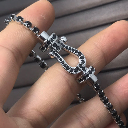 [Rose Jewelrys]FORCE  LARGE HORSESHOE FULL DIAMOND TENNIS BRACELET