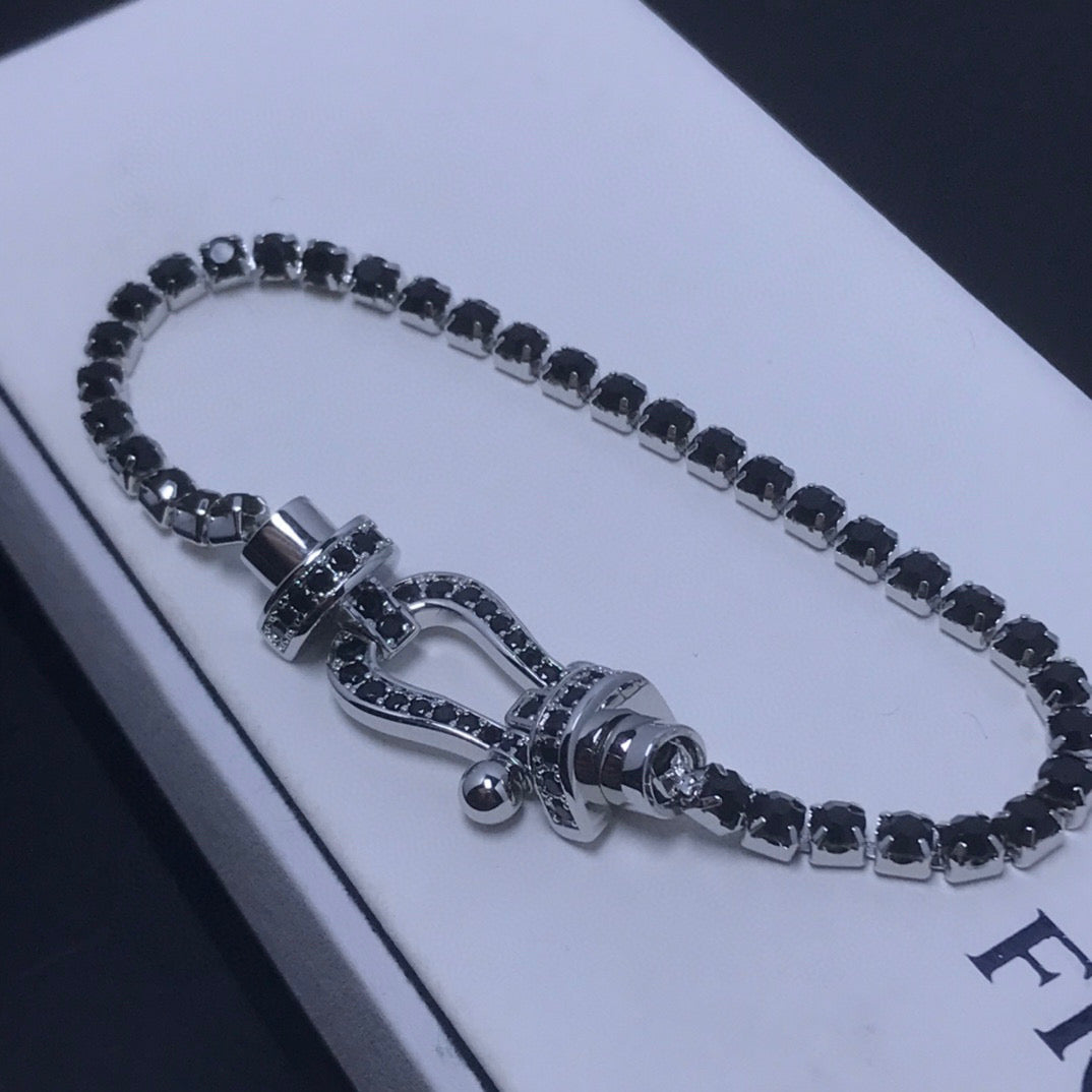 [Rose Jewelrys]FORCE  LARGE HORSESHOE FULL DIAMOND TENNIS BRACELET