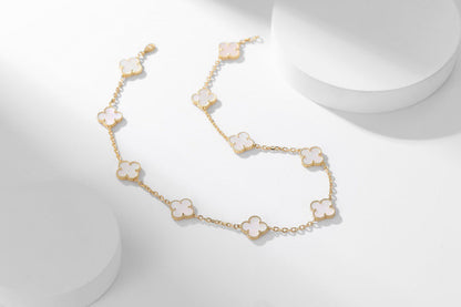 [Rose Jewelrys] Clover 10 Patterned white mother-of-pearl necklace.