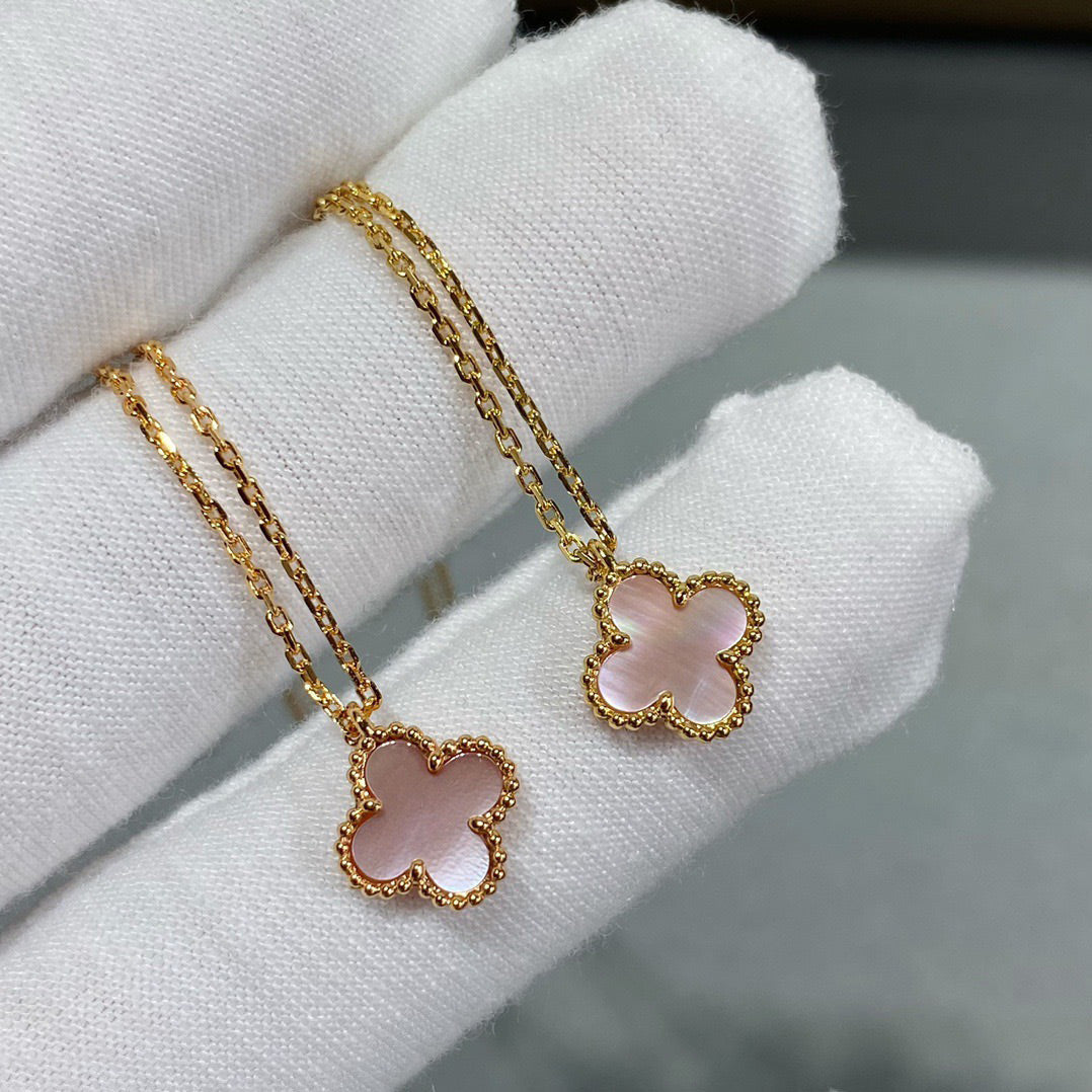 [Rose Jewelrys]CLOVER 15MM PINK MOTHER-OF-PEARL SINGLE FLOWER NECKLACE