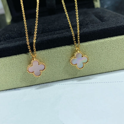[Rose Jewelrys]CLOVER 15MM PINK MOTHER-OF-PEARL SINGLE FLOWER NECKLACE