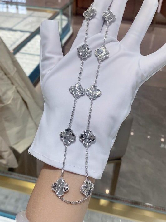 [Rose Jewelrys]Clover 10 Motifs Silver Necklace