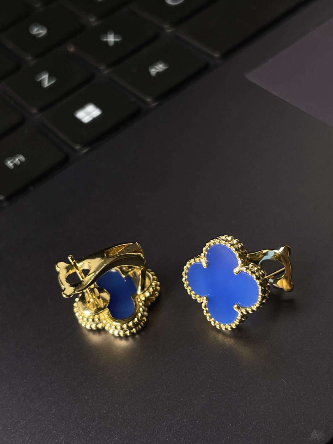 [Rose Jewelrys] CLOVER LARGE (20mm) 1 MOTIFS BLUE MOP STUD EARRINGS