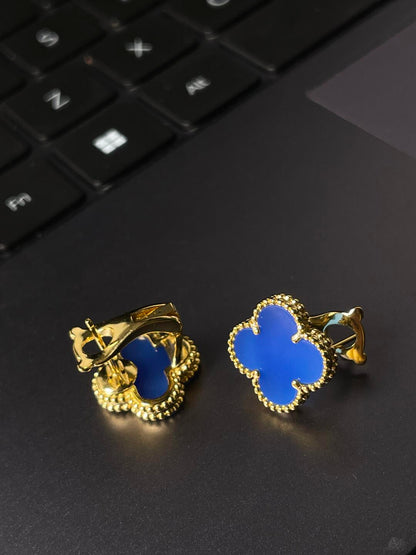 [Rose Jewelrys] CLOVER LARGE (20mm) 1 MOTIFS BLUE MOP STUD EARRINGS