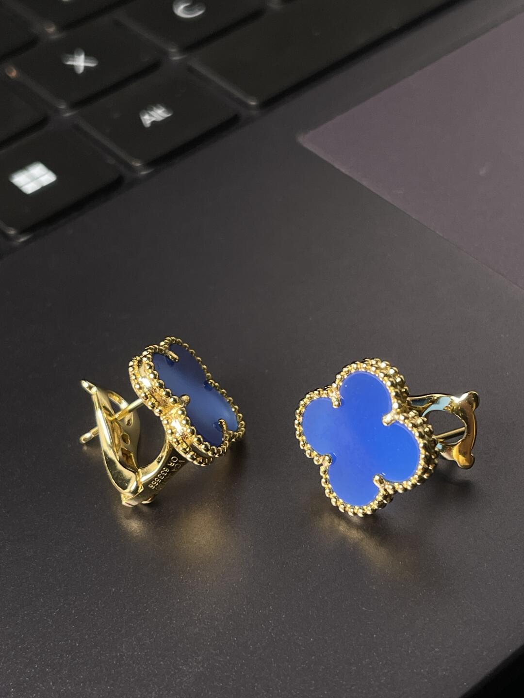 [Rose Jewelrys] CLOVER LARGE (20mm) 1 MOTIFS BLUE MOP STUD EARRINGS