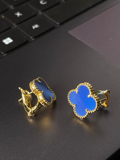 [Rose Jewelrys] CLOVER LARGE (20mm) 1 MOTIFS BLUE MOP STUD EARRINGS