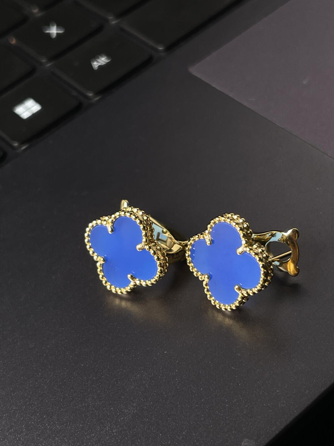 [Rose Jewelrys] CLOVER LARGE (20mm) 1 MOTIFS BLUE MOP STUD EARRINGS