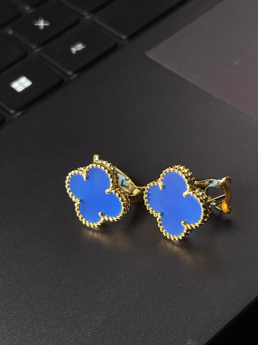 [Rose Jewelrys] CLOVER LARGE (20mm) 1 MOTIFS BLUE MOP STUD EARRINGS