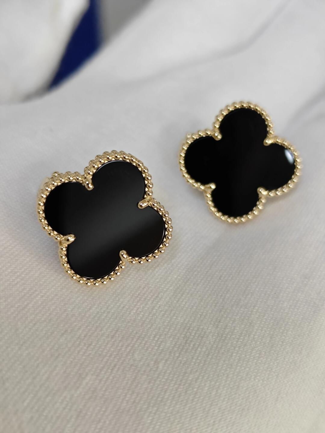 [Rose Jewelrys]CLOVER 20MM BLACK MOP EARRINGS