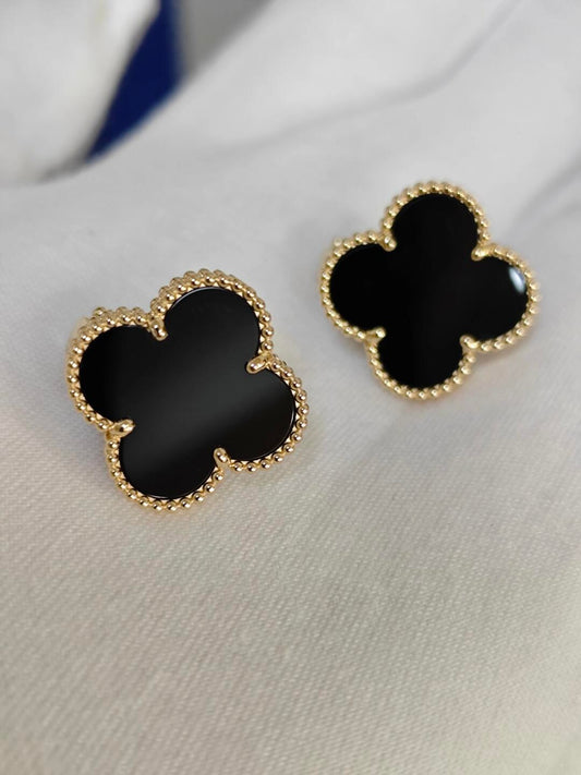 [Rose Jewelrys]CLOVER 20MM BLACK MOP EARRINGS