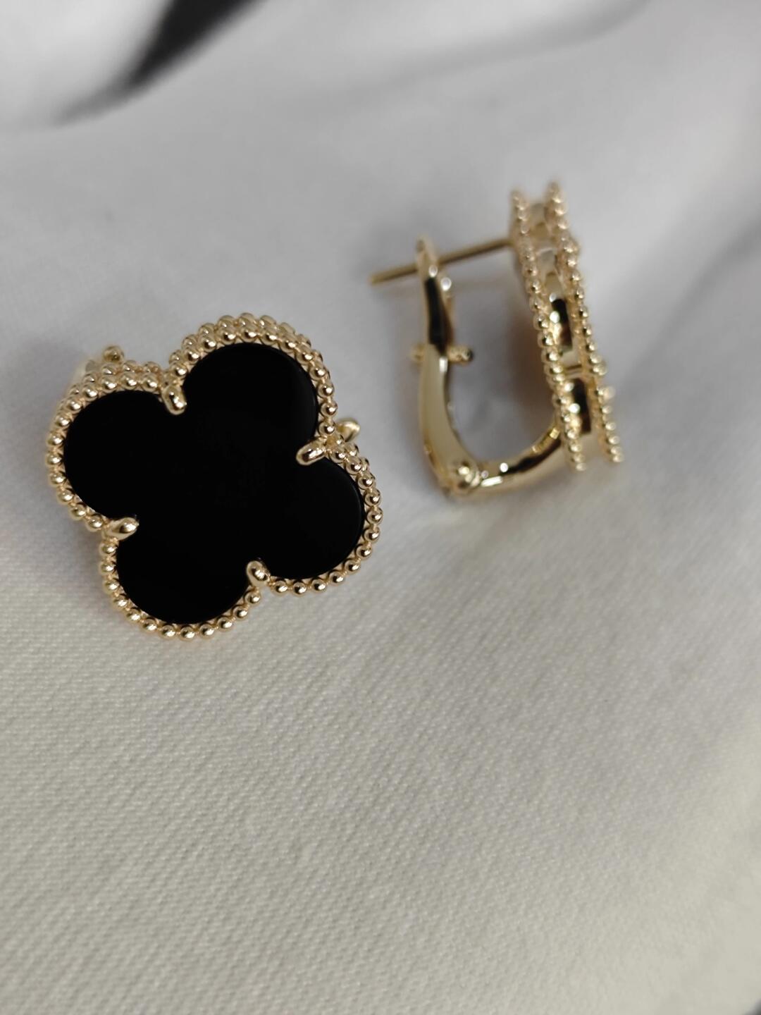 [Rose Jewelrys]CLOVER 20MM BLACK MOP EARRINGS