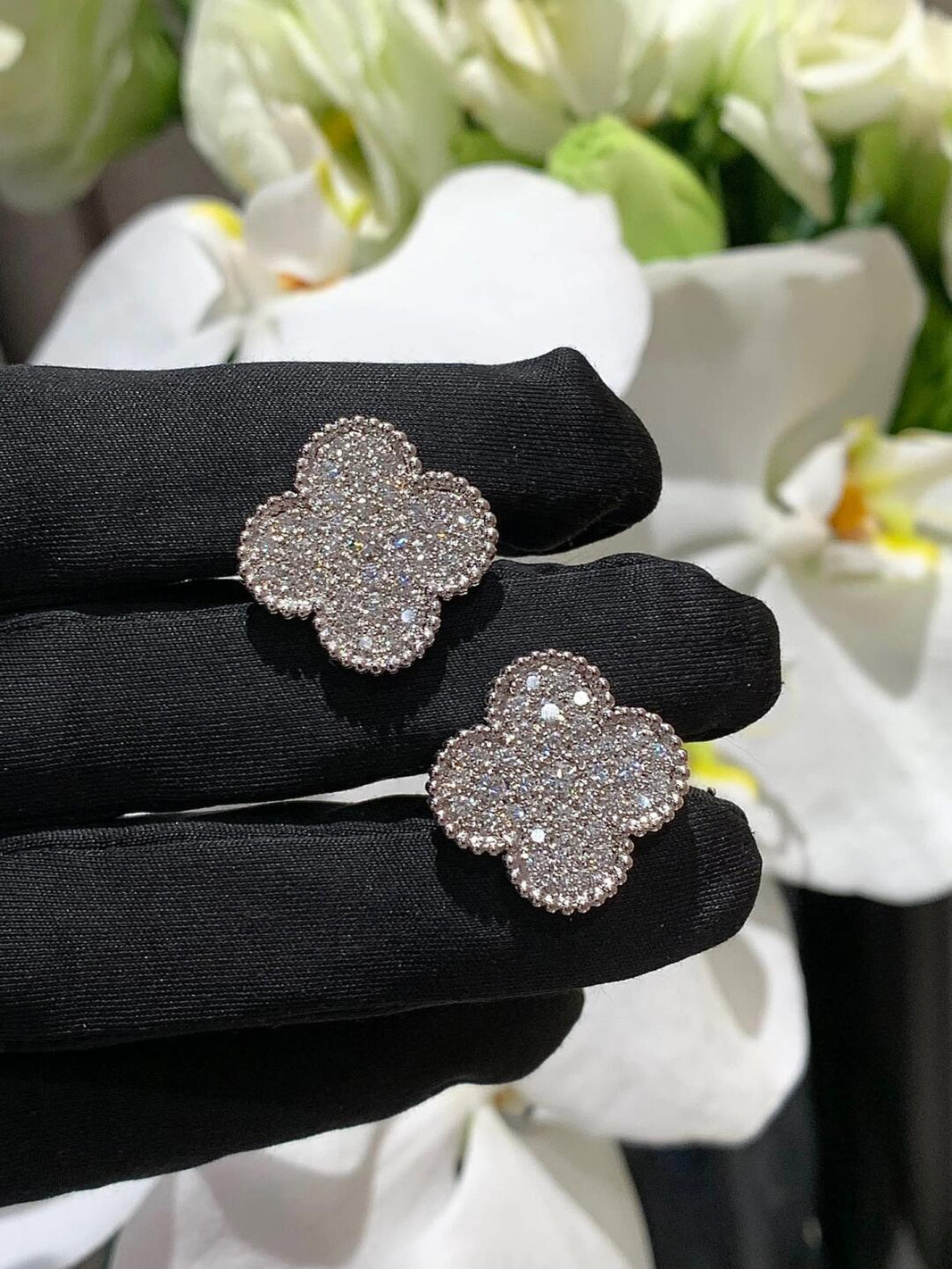 [Rose Jewelry]CLOVER （20MM）1 MOTIFS DIAMOND STUD EARRINGS SILVER