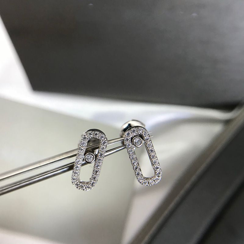 [Rose Jewelrys]Movable Ring-Shaped Diamond Stud Earrings