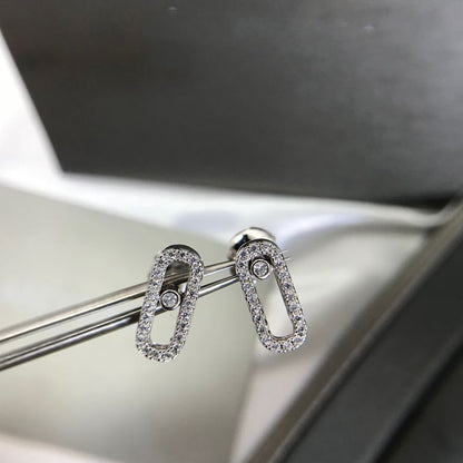 [Rose Jewelrys]Movable Ring-Shaped Diamond Stud Earrings