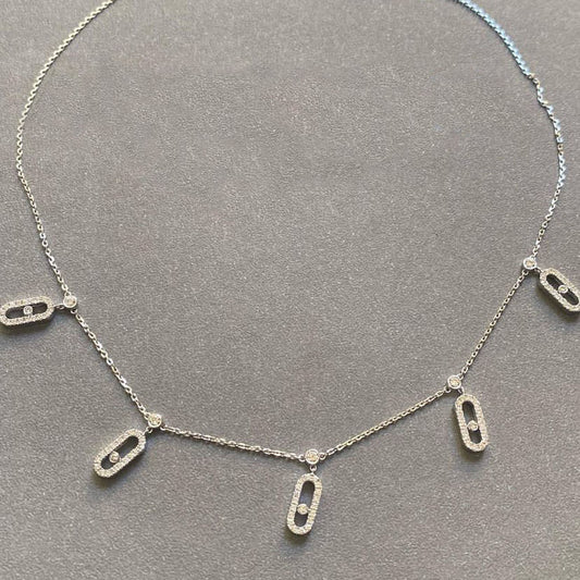 [Rose Jewelrys]Full Diamond 5-Ring Sliding Necklace