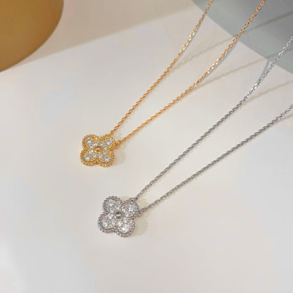 [Rose Jewelrys]CLOVER 15MM DIAMOND SINGLE FLOWER NECKLACE