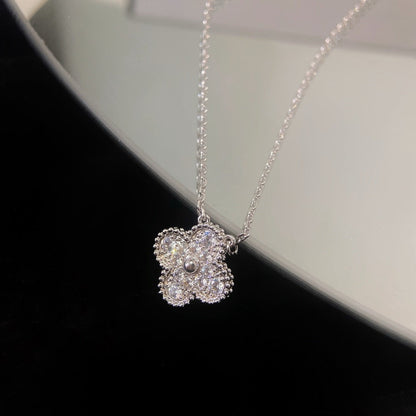 [Rose Jewelrys]CLOVER 15MM DIAMOND SINGLE FLOWER NECKLACE