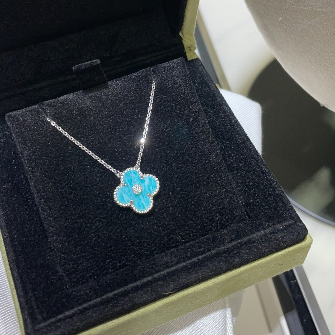 [Rose Jewelrys]CLOVER 15MM DIAMOND SVRES PORCELAIN  NECKLACE SILVER